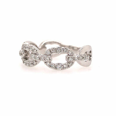 14K Diamond Link Band White Gold