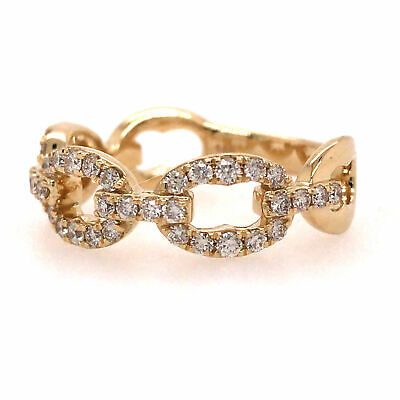 14K Diamond Link Band Yellow Gold