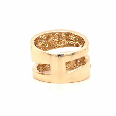 18K Diamond Pave Double Row Band Yellow Gold
