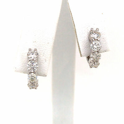 14K Diamond Huggie Earrings White Gold