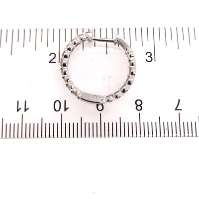 14K 1.0 Carat Diamond In/Out Hoop Earrings White Gold