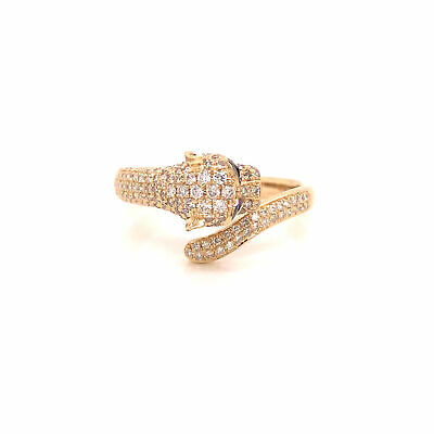 14K Diamond and Emerald Jaguar Ring Yellow Gold