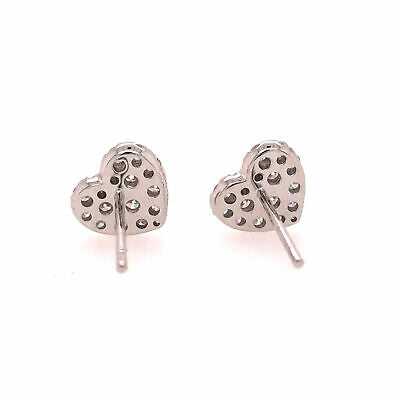 14K Diamond Heart Shape Cluster Earrings White Gold