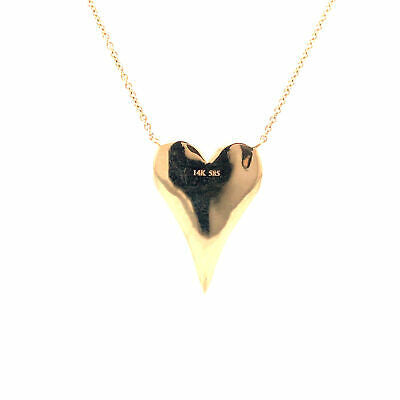 14K Diamond  Pave Heart Pendant Necklace Yellow Gold 0.38 ctw