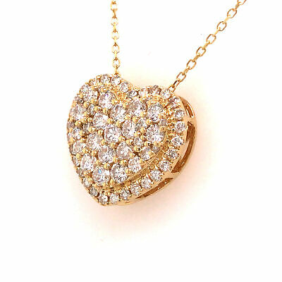 18K Diamond Heart Cluster Pendant Yellow Gold