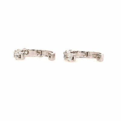 14K Diamond Huggie Earrings White Gold