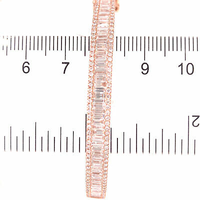 18K Round and Baguette Diamond Bangle Rose Gold