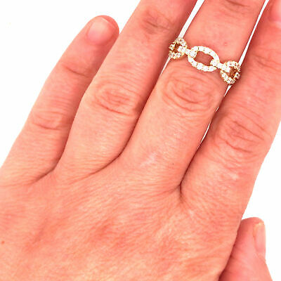 14K Diamond Link Band Yellow Gold