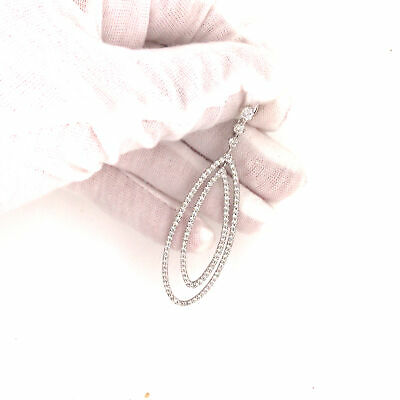 14K Geometric Diamond Drop Earrings White Gold