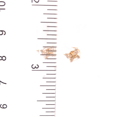 14K Diamond Pave Butterfly Earrings Yellow Gold