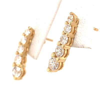 14K Diamond Graduate Stud Earrings Yellow Gold
