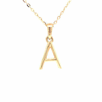 14K Diamond Letter 'A' Necklace Yellow Gold