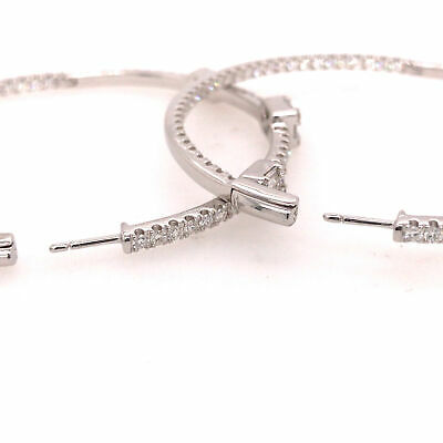 18K Diamond In/Out Hoop Station Earrings White Gold