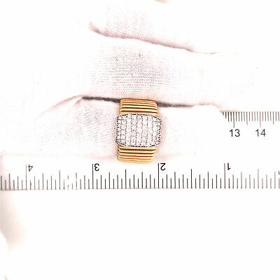 14K Wide Diamond Pave Cluster Band Two-Tone Gold