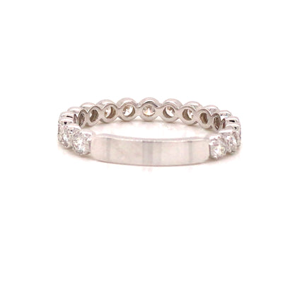 14K Round Diamond Miligrain Band White Gold