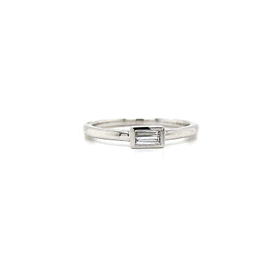 18K Baguette Diamond Bezel Band White Gold