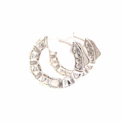 14K Diamond 1/2-inch Hoop Earring White Gold