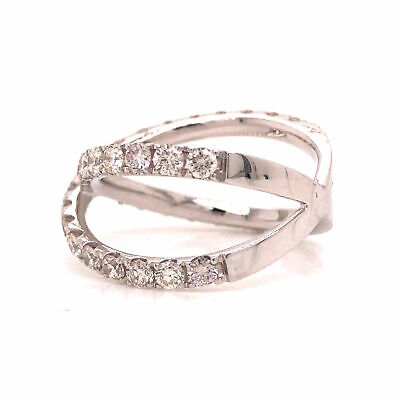 18K Diamond 'X' Crossover Ring White Gold