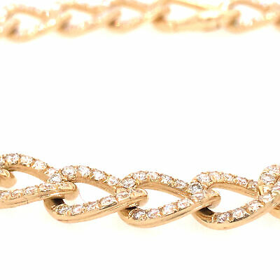 14K Diamond Link Bracelet Yellow Gold