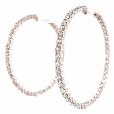 14K 7.28 Carat Diamond In/Out 2" Hoop Earrings White Gold