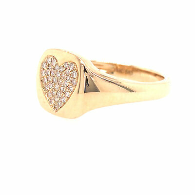 14K Diamond Pave Heart Shape Ring Yellow Gold