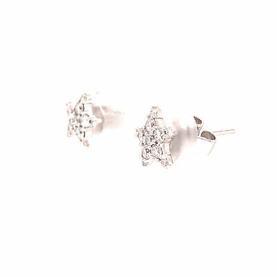 14K Diamond Pave Star Stud Earring White Gold