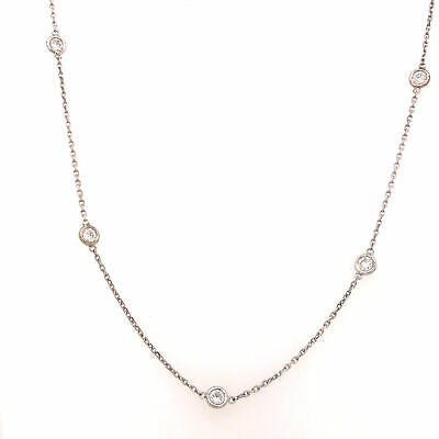 14K Diamond By The Yard Necklace White Gold