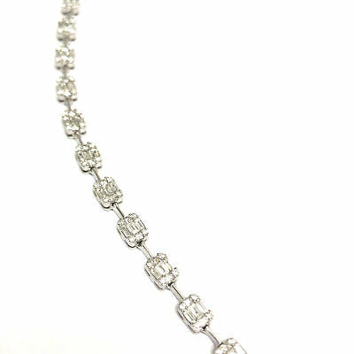 18K Multi Shape Diamond Cluster Station Necklace White Gold