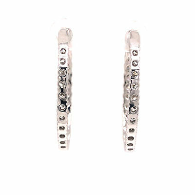 14K 3.0 Carat Diamond Oval In/Out Hoop Earrings White Gold