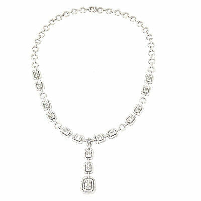 18K Diamond Cluster Y Drop Necklace White Gold