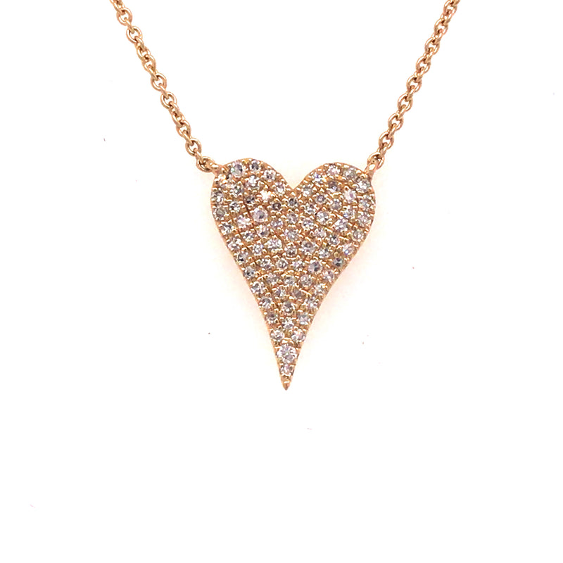 14K Diamond Pave Heart Necklace Yellow Gold 0.17ctw