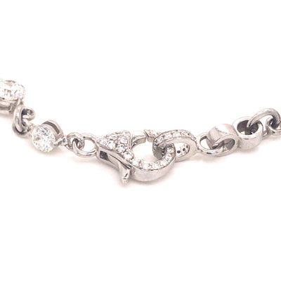 14K Diamond Bezel Bracelet Pave Lobster Clasp White Gold