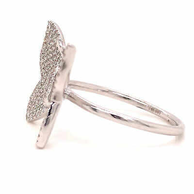 14K Pave Diamond Butterfly Ring White Gold