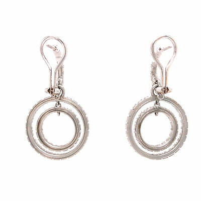 Platinum Diamond Double Circle Dangle Earrings