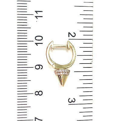 14K Diamond Stud Dangle Huggie Earring Yellow Gold