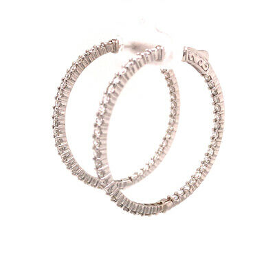 14K 2.75 Carat Diamond In/Out Hoop Earrings in White Gold