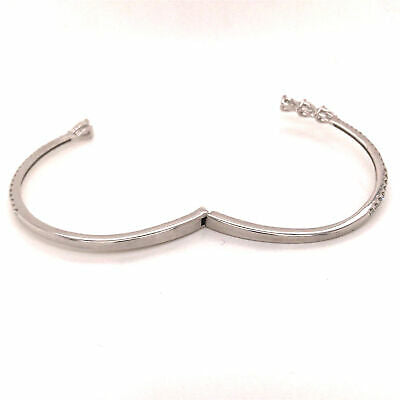18K Diamond Pear Shape Wrap Bangle Bracelet White Gold