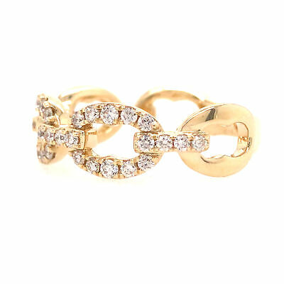 14K Diamond Link Band Yellow Gold