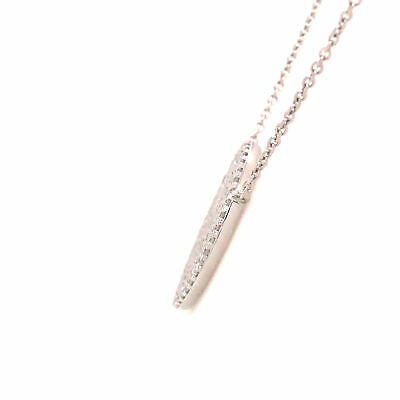 14K Pave Circle Disc Pendant Necklace White Gold 0.58ctw