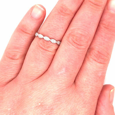14K Diamond Marquise Shape Cluster Band White Gold
