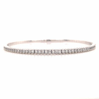 14K Diamond Flexible Bangle Bracelet White Gold