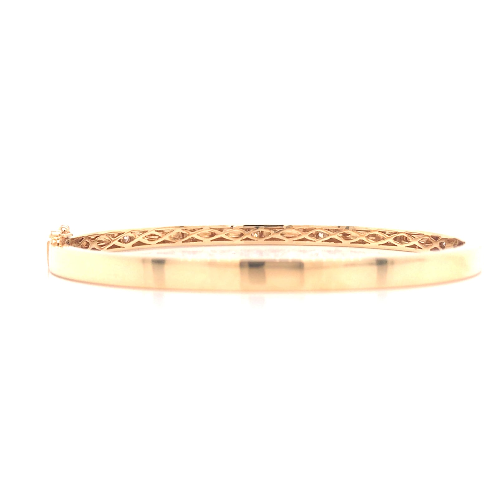 14K Diamond Bevel Bangle Bracelet Yellow Gold