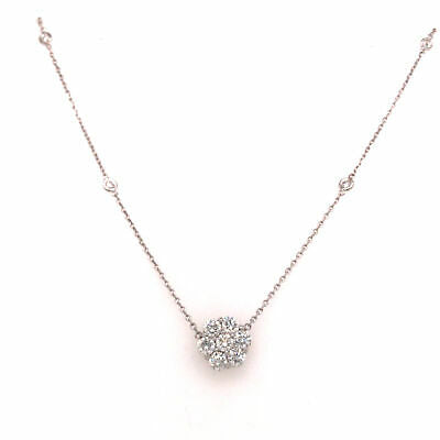 14K Diamond Flower Cluster Diamond by the Yard Necklace White Gold