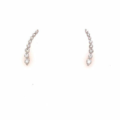 14K Diamond Climber Earrings White Gold
