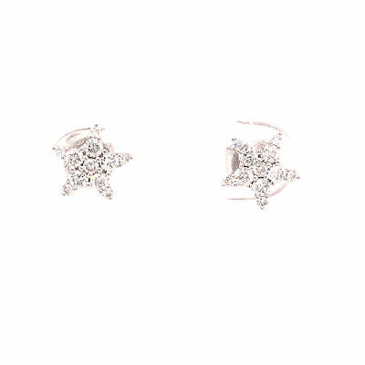 14K Diamond Pave Star Stud Earring White Gold