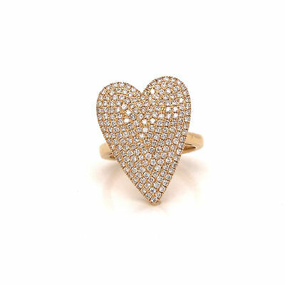 18K Diamond Pave Heart Ring Yellow Gold