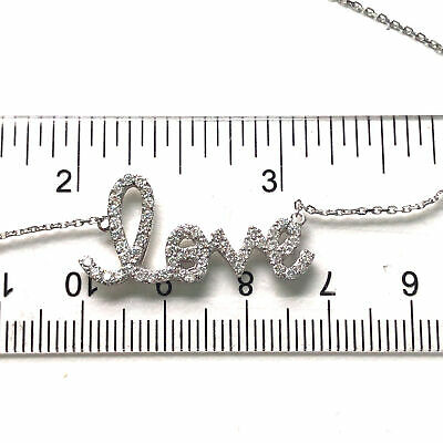14K Diamond Script LOVE Necklace White Gold
