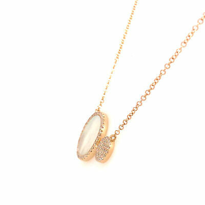 14K Mother of Pearl and Diamond Necklace Yellow Gold
