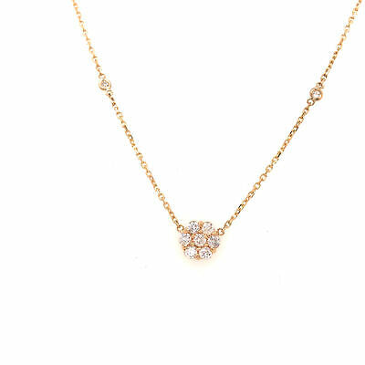 14K Diamond Flower Cluster Diamond By The Yard Necklace Yellow Gold