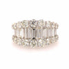 14K Round and Baguette Diamond Wide Band White Gold